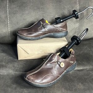 Clarks Women's Unstructured Leather Slip-On Comfort Shoes Size‎ 8.5 Brown Casual